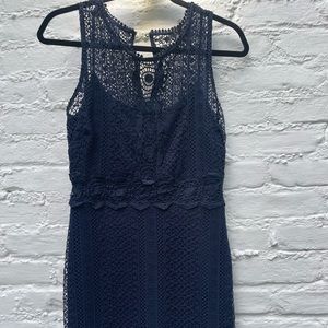 Aqua navy blue lace dress
